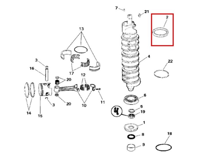 Sello Superior Cigueñal Johnson/Evinrude 150-175 CV. - Imagen 2
