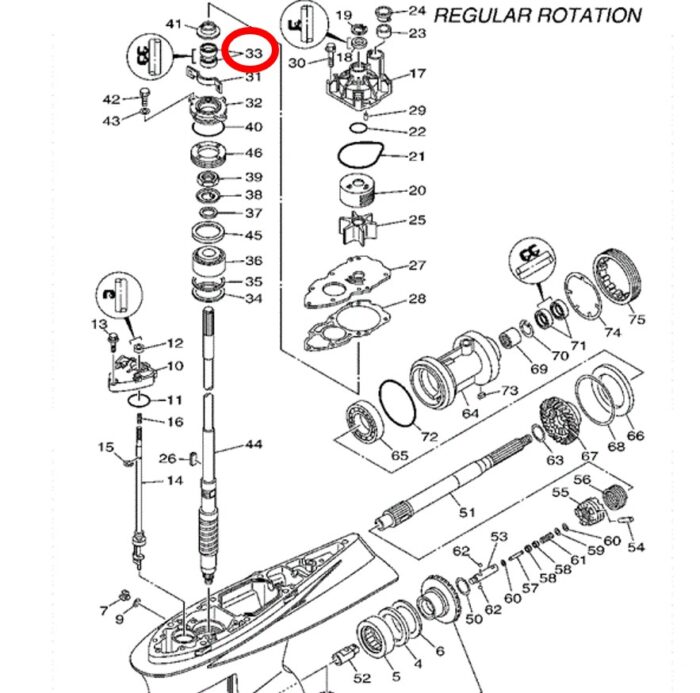 Estopera de Eje Superior Yamaha 300-350 HP. 4STROKE - Imagen 2